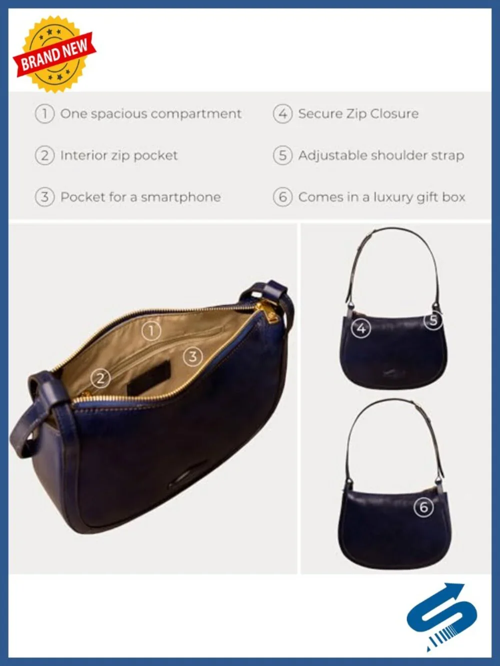 Italian Full-Grain Leather Hobo Bag – Shoulder Purse Handbag